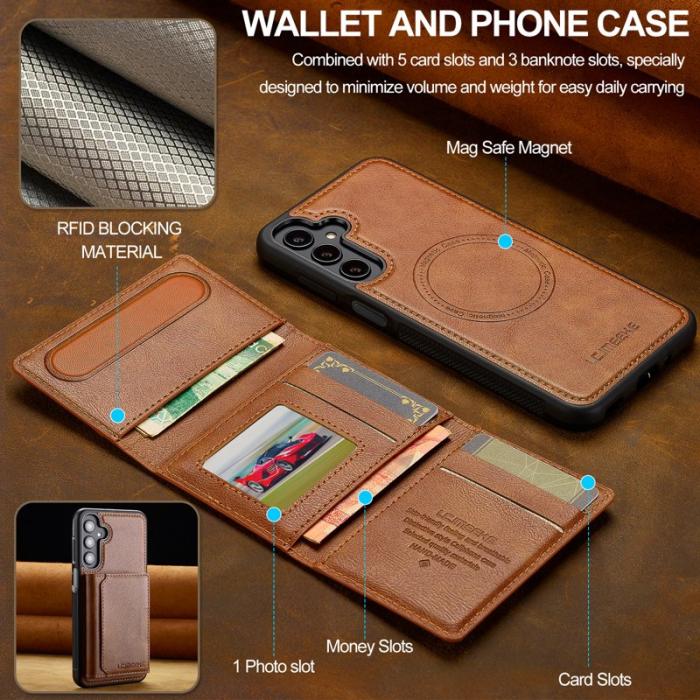 LC.imeeke - LC.IMEEKE L5 för Samsung Galaxy S23 FE Fodral KonstLäder - Brun