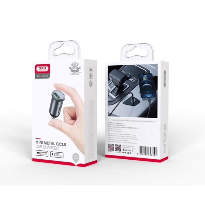 XO - XO Billaddare 1x USB QC 3.0 18W CC46 - Grå