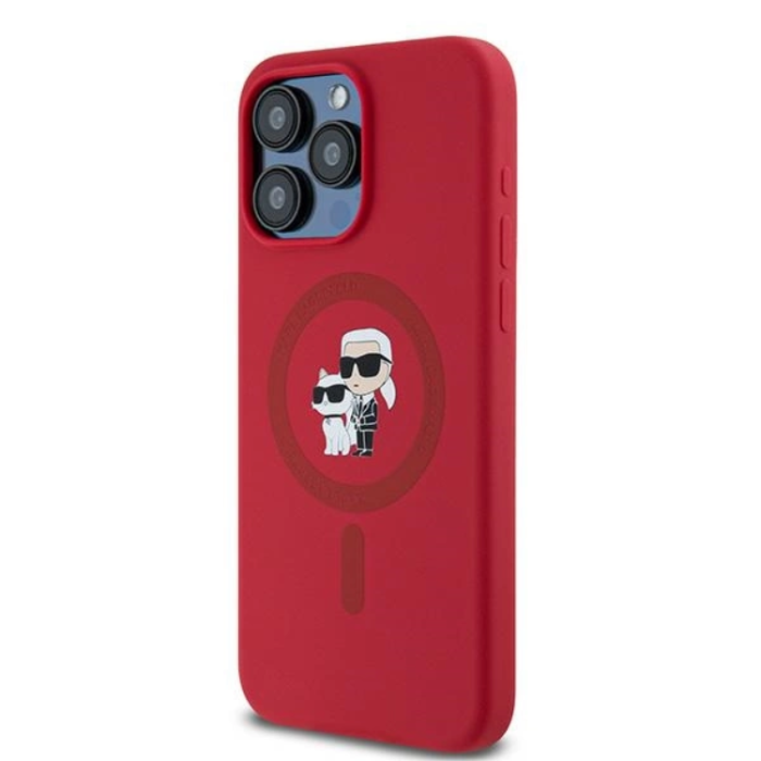 KARL LAGERFELD - Karl Lagerfeld iPhone 15 Pro Max Mobilskal Magsafe Silikon - Röd