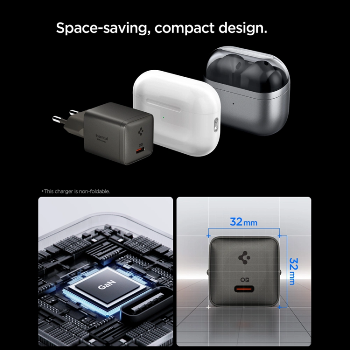 Spigen - Spigen 1-Port Nätverk Laddare 30W EE301EU-GaN - Gunmetall