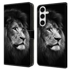 OEM - Samsung Galaxy S26 Fodral M&ouml;nstertryck St&auml;ll L&auml;der Flip - Lejon