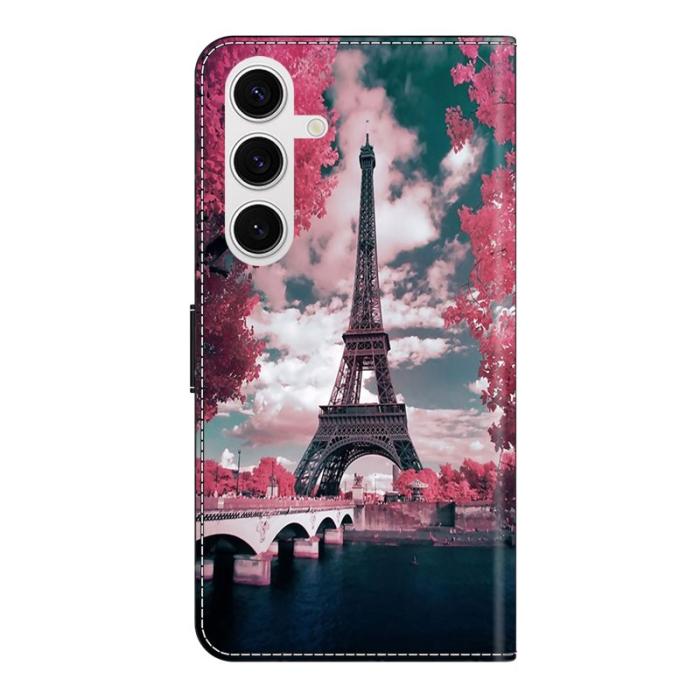 OEM - Samsung Galaxy S26 Fodral Mönstertryck Ställ Läder Flip - Eiffeltornet