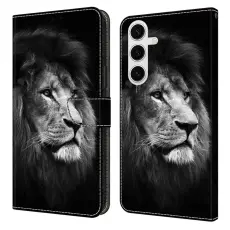 OEM - Samsung Galaxy S26 Fodral M&ouml;nstertryck St&auml;ll L&auml;der Flip - Lejon