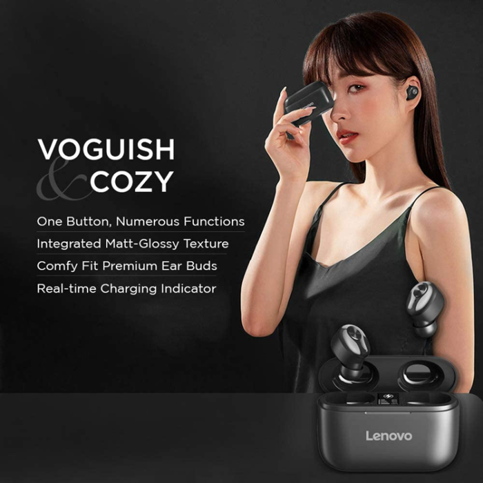 Lenovo - Lenovo HT18 TWS In-Ear Hörlurar Trådlösa - Svart