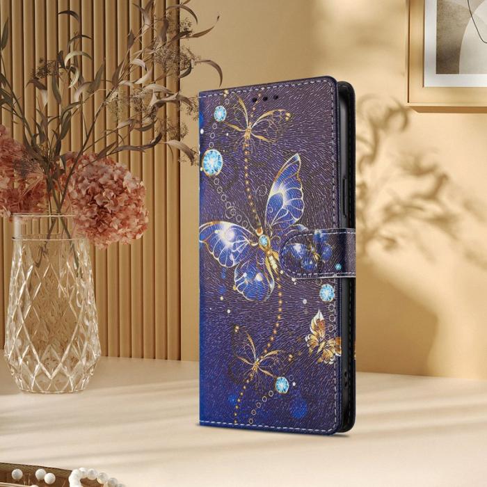 OEM - Samsung Galaxy S26 Ultra Fodral Mönstertryck PU Läder - Blå Fjäril