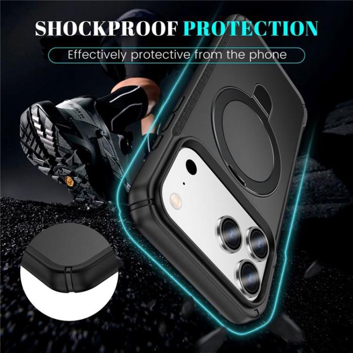 A-One Brand - iPhone 17 Pro Max Mobilskal MagSafe Rotating Kickstand - Svart