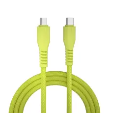 QUALO - QUALO USB-C till USB-C Kabel 3A 1.5m Nylon QKN-CC-05 - Gul