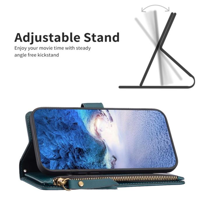 OEM - iPhone 15 Pro Max Plånboksfodral Zipper Flip - Grön