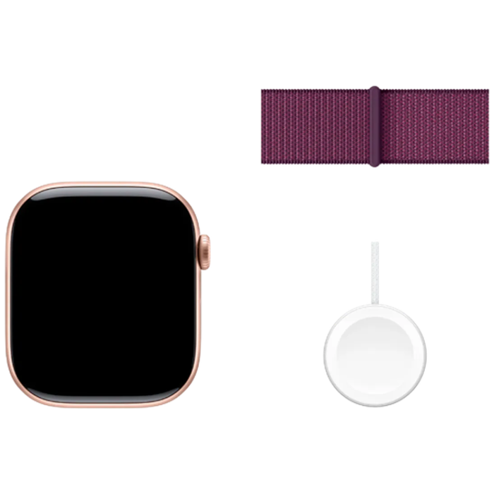 Apple - Apple Watch Series 10 46mm (GPS) Gold (Nylon Band Lila)