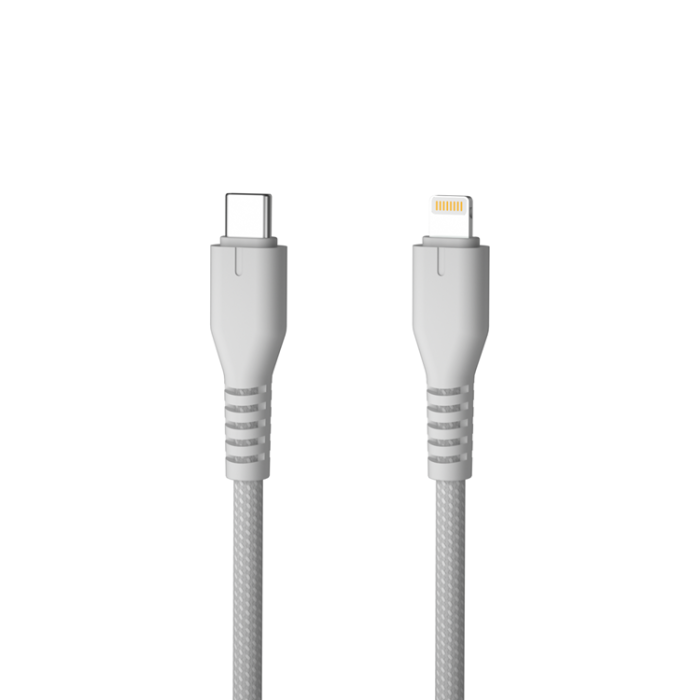 QUALO - QUALO USB-C till Lightning Kabel 2.4A 1.5m Nylon QKN-CL-18 - Silver