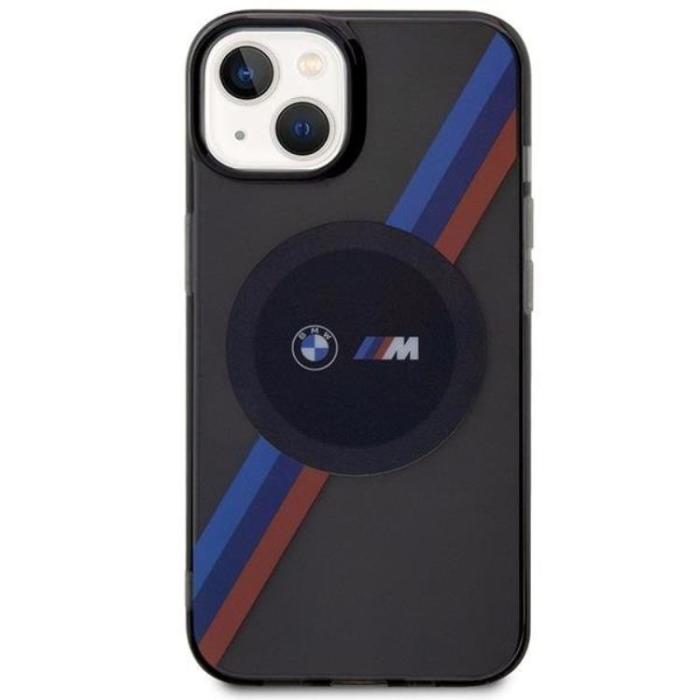BMW - BMW iPhone 14 Mobilskal Magsafe Tricolor Stripes - Grå