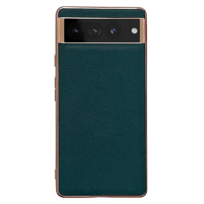 A-One Brand - Google Pixel 7 Pro Skal Äkta Läder Electroplating - Grön