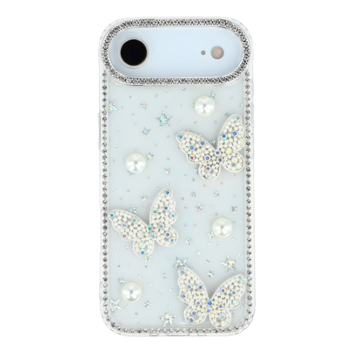 A-One Brand - iPhone Air Mobilskal Rhinestone Edge Pearl Butterfly