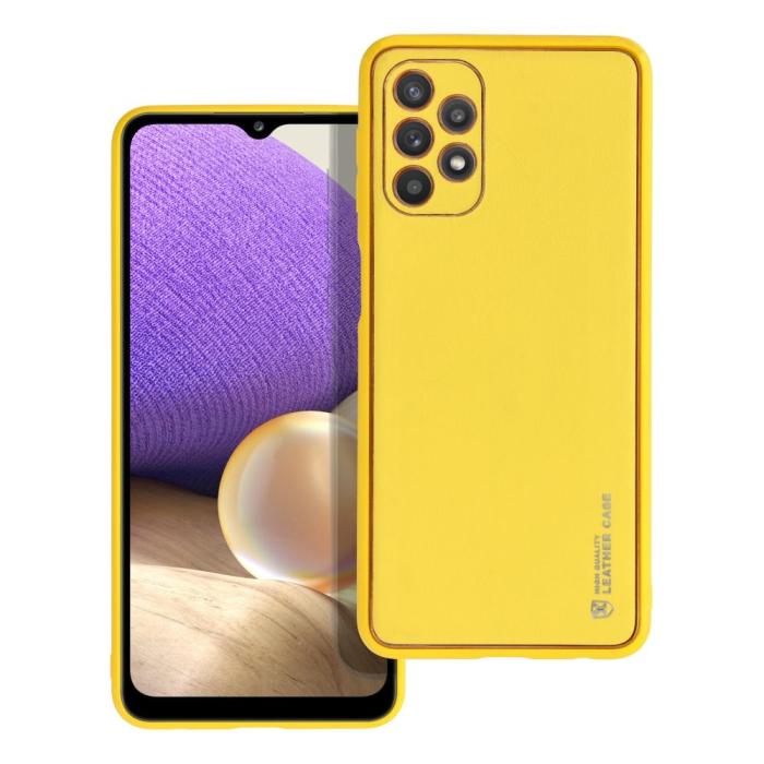 UTGATT - Galaxy A32 5G Skal Forcell Läder Konstläder Gul