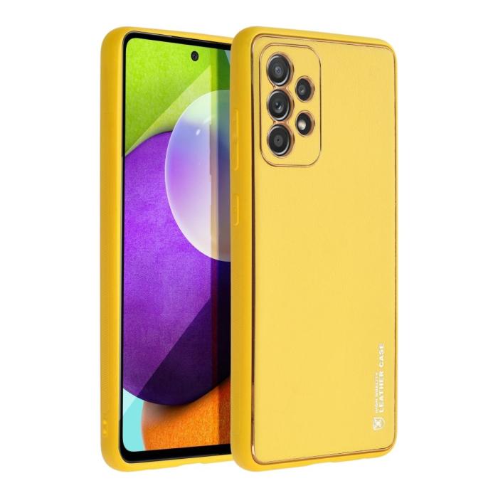 UTGATT - Galaxy A32 5G Skal Forcell Läder Konstläder Gul