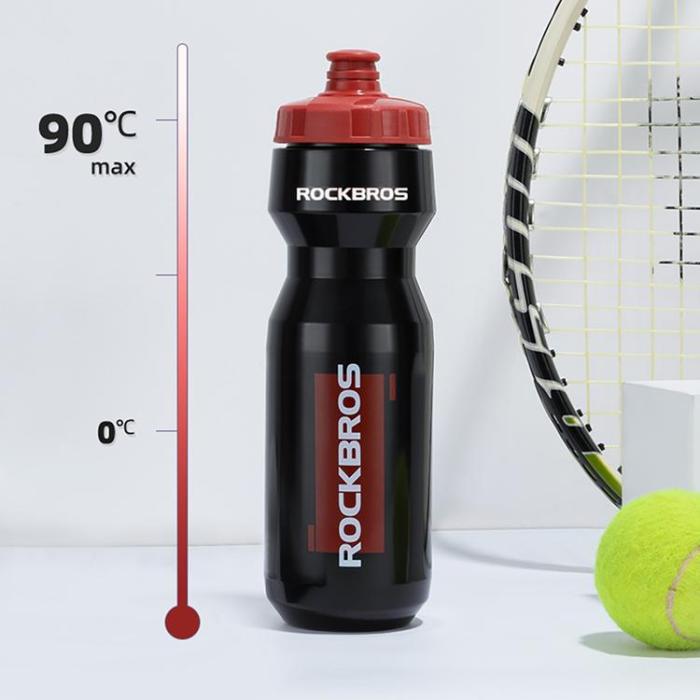 Rockbros - Rockbros Cykelflaska 750 ml - Genomskinlig Svart med Rött Munstycke