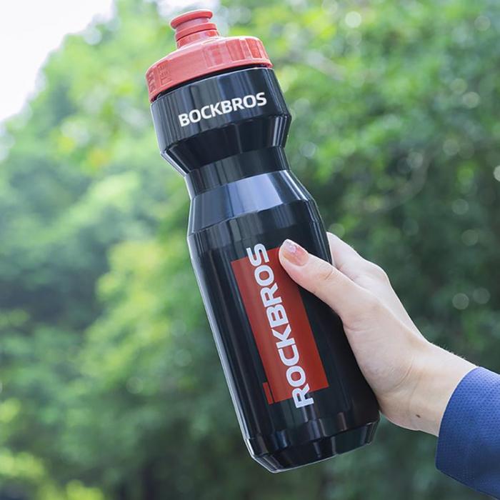 Rockbros - Rockbros Cykelflaska 750 ml - Genomskinlig Svart med Rött Munstycke