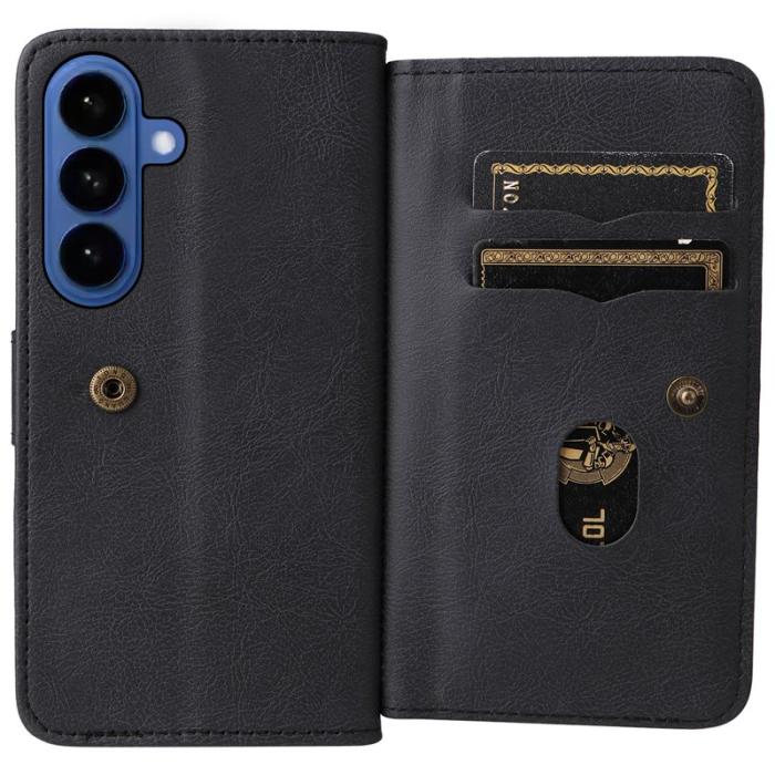 OEM - Samsung Galaxy S26 Plus Plånboksfodral Konstläder Ställ - Svart