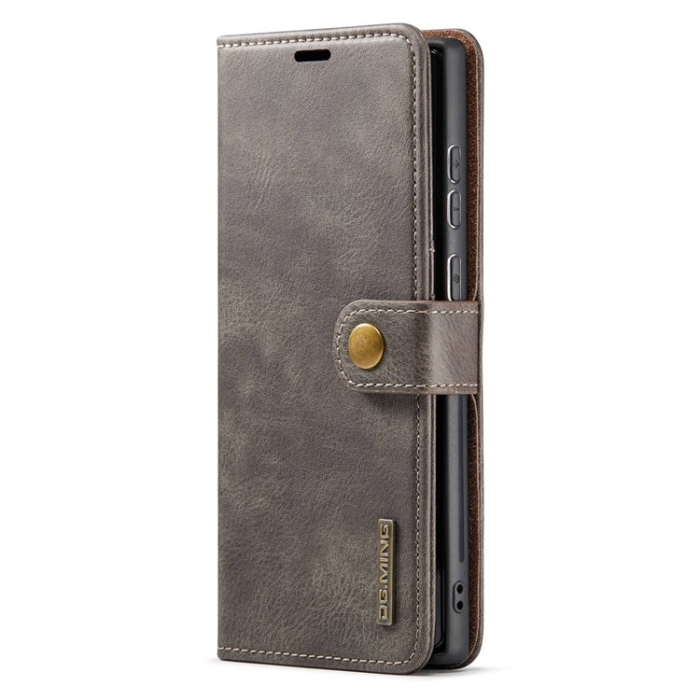 DG.MING - DG.MING Galaxy S23 Ultra Plånboksfodral 2in1 Äkta Läder - Grå