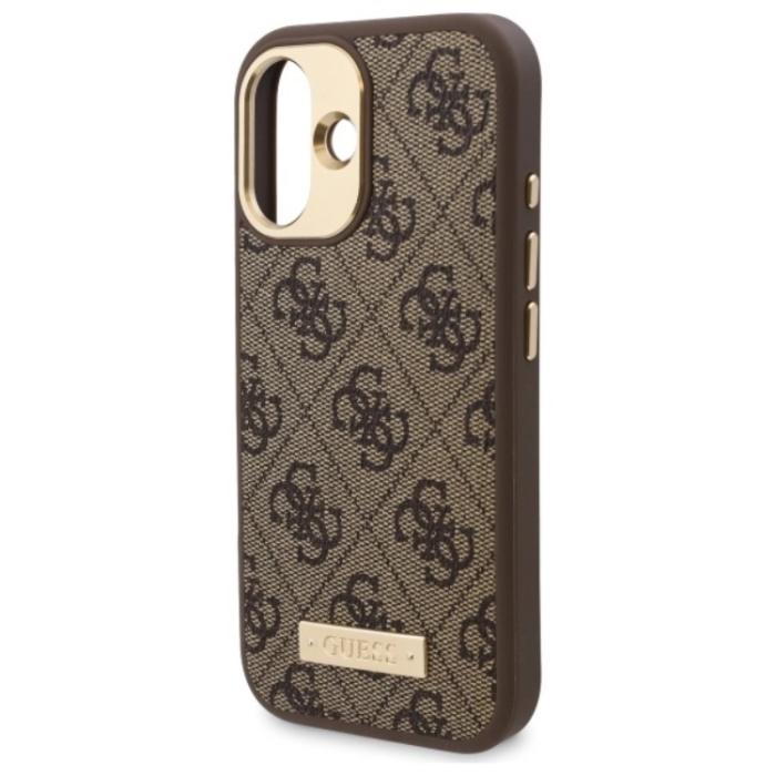 Guess - Guess iPhone 16 Plus Mobilskal MagSafe 4G Logo Plate - Brun