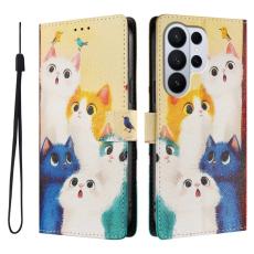 OEM - Samsung Galaxy S26 Ultra Pl&aring;nboksfodral M&ouml;nstertryck Konstl&auml;der F&auml;rgglada Katter