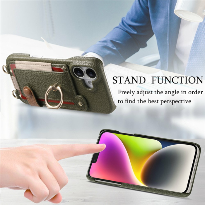 A-One Brand - iPhone 17 Mobilskal med Korthållare Ring Kickstand