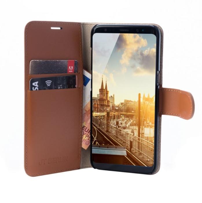 UTGATT5 - JT Berlin Plånboksfodral av äkta läder till Samsung Galaxy Note 8 - Cognac