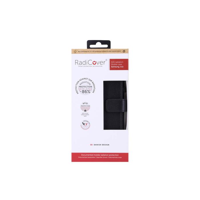 Radicover - RADICOVER Strålningsskydd PU Samsung A42 Flipcover Svart 3-Led RFID