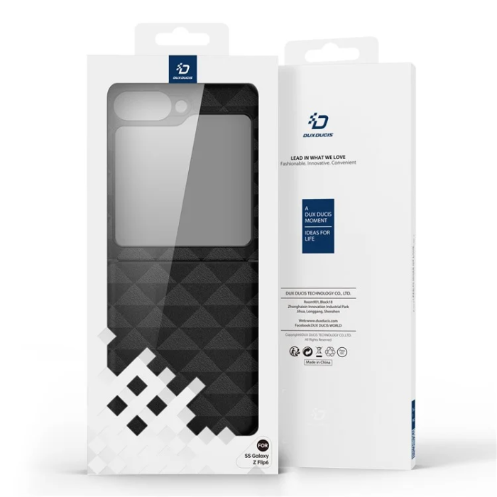 Dux Ducis - Dux Ducis Galaxy Z Flip 6 Mobilskal Fitt Rhombus Läder - Svart