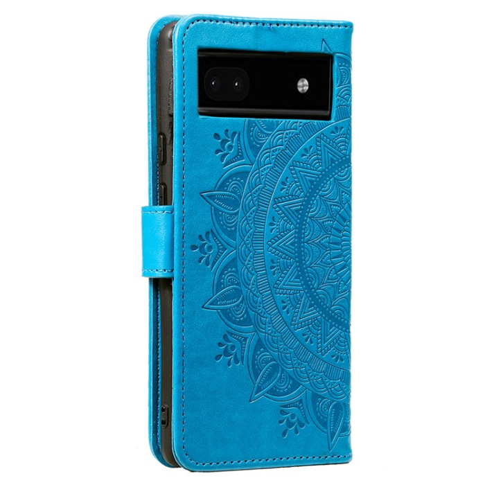 A-One Brand - Google Pixel 7A Plånboksfodral Imprinted Mandala Flower - Blå