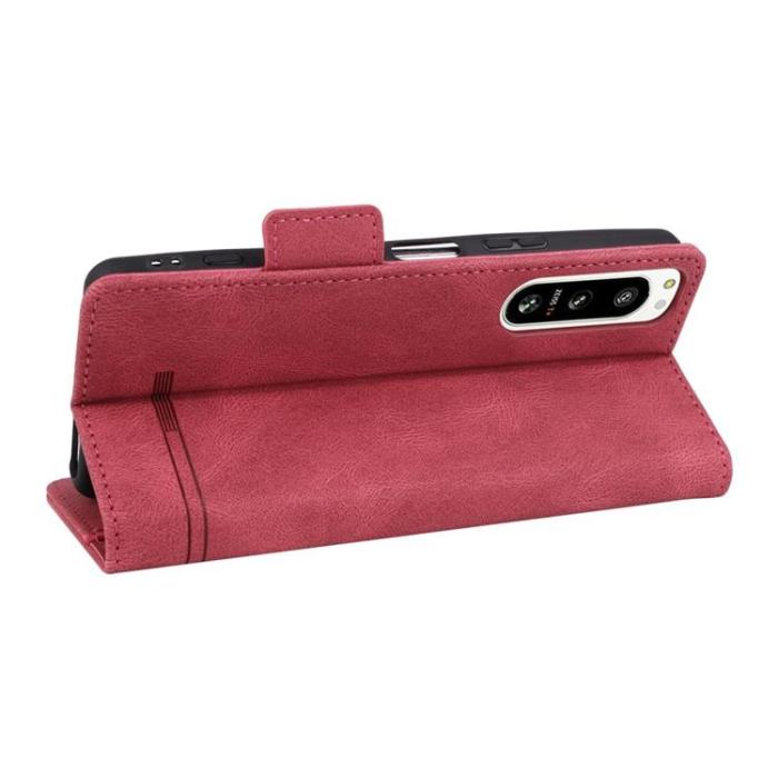 A-One Brand - Sony Xperia 5 IV Plånboksfodral Decor Magnetic Clasp - Röd
