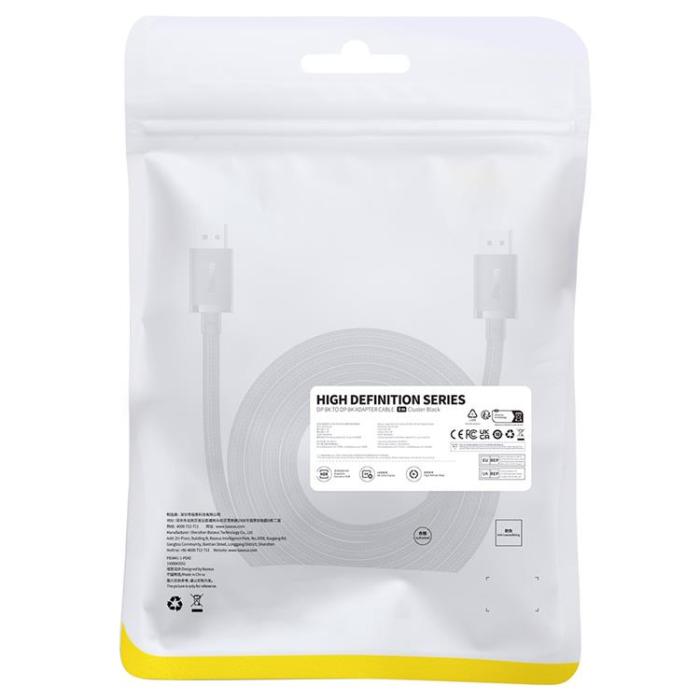 BASEUS - Baseus DisplayPort 8K 60Hz Kabel 2m High Definition Series - Svart