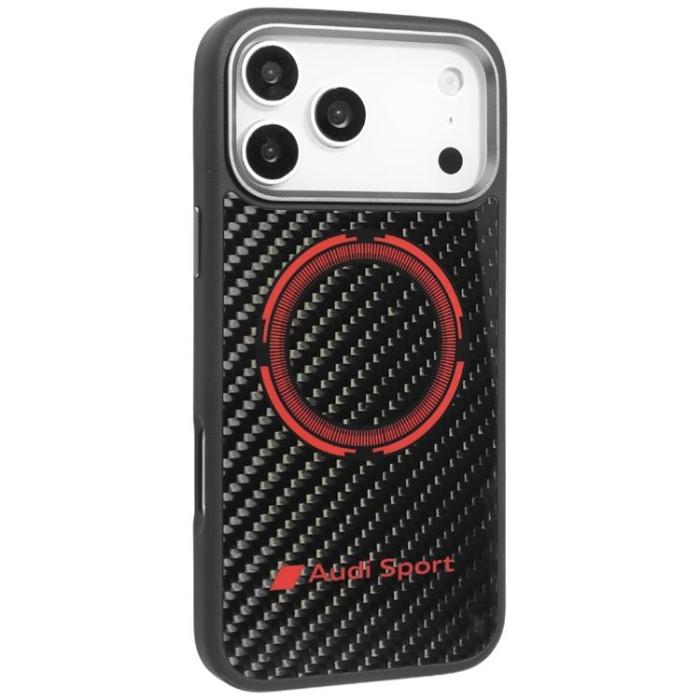 Audi - Audi iPhone 17 Pro Max Mobilskal MagSafe Carbon Fiber Sport Red Circle