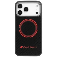 Audi - Audi iPhone 17 Pro Max Mobilskal MagSafe Carbon Fiber Sport Red Circle