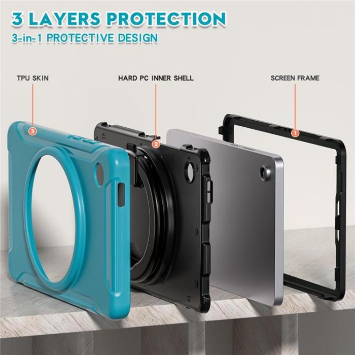 A-One Brand - Galaxy Tab A11 Skal Rotary Kickstand Handle - Blå