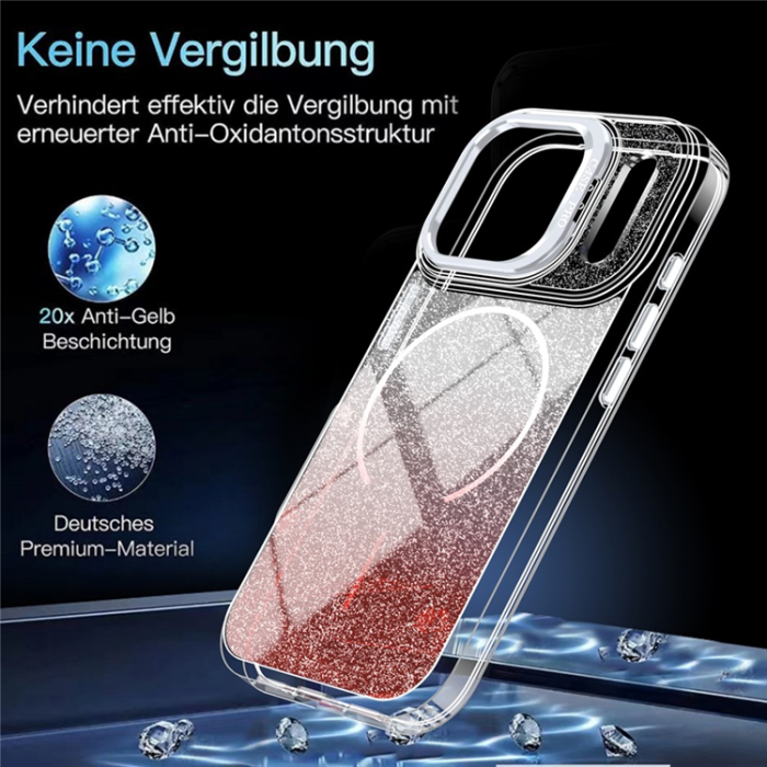 A-One Brand - iPhone 17 Pro Max Mobilskal MagSafe Shockproof Glitter Gradient - Orange