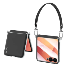 SULADA - SULADA Galaxy Z Flip 7 Mobilskal med Rem Läder - Svart