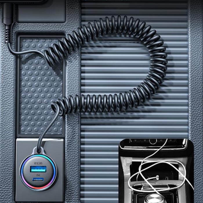 UTGATT1 - Joyroom 3-i-1 Snabb Billaddare 45W med Lightning Kabel 1.5m - Svart