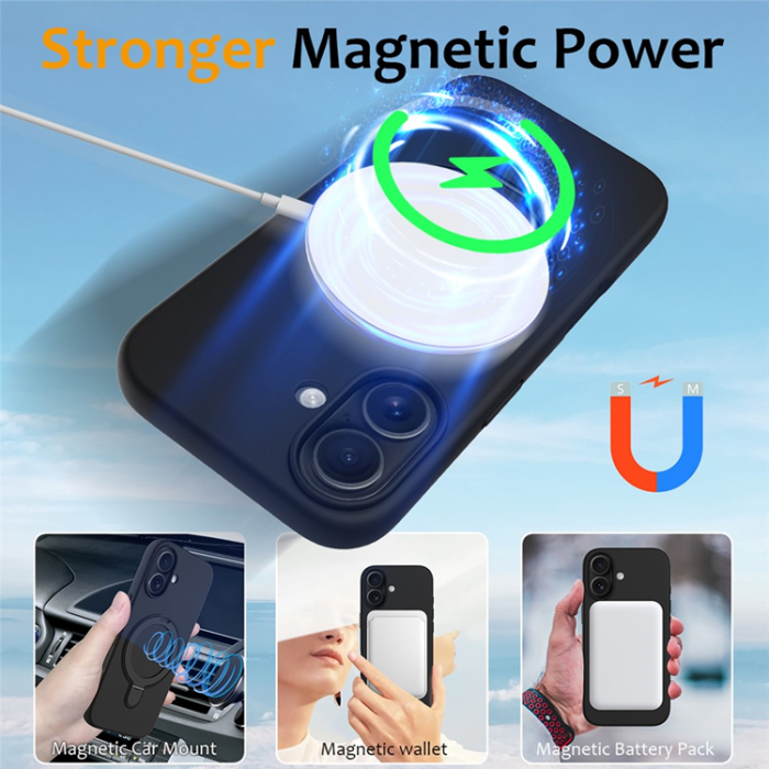 A-One Brand - iPhone 17 Mobiskal MagSafe Kickstand PC + Silikon - Svart
