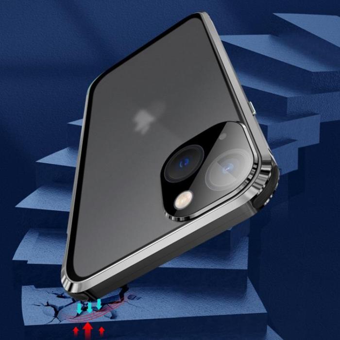 A-One Brand - iPhone 14 Skal Anti-Spy Metall Magnetic - Blå