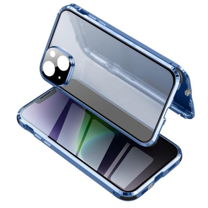 A-One Brand - iPhone 14 Skal Anti-Spy Metall Magnetic - Blå