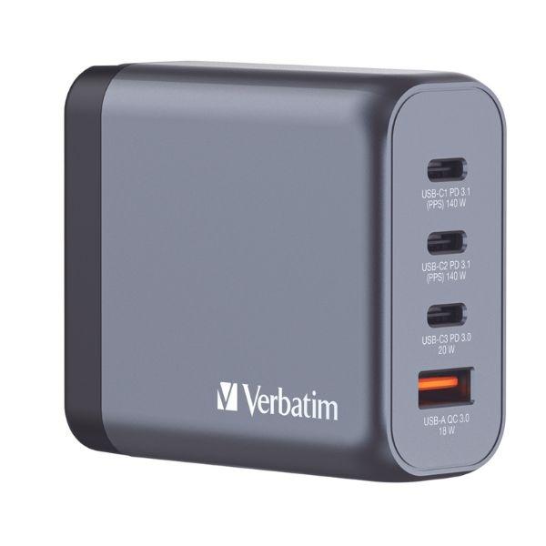 Verbatim Snabbladdare 240W GaN 3xUSB-C 1xUSB-A EU/UK/US - Svart | 505295 | AlltMobil