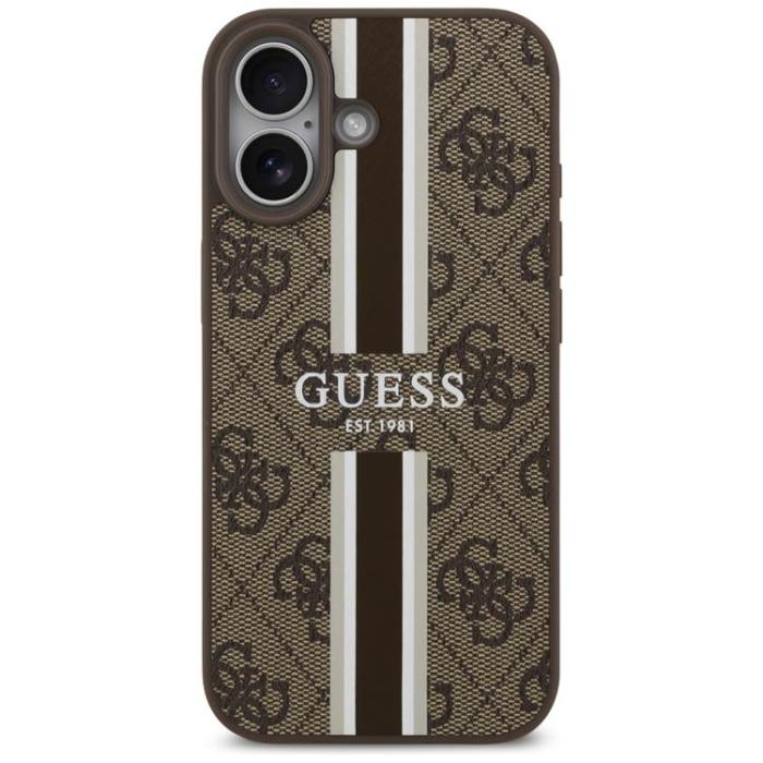Guess - Guess iPhone 17 Mobilskal MagSafe 4G Printed Stripes - Brun