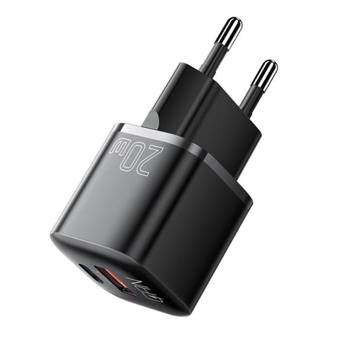 ESSAGER - ESSAGER GaN Snabbladdare 20W USB-A - USB-C EU Curved - Svart