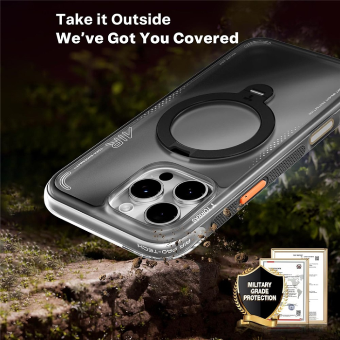 Torras - TORRAS iPhone 16 Pro Mobilskal MagSafe Ostand Q3 Air - Svart