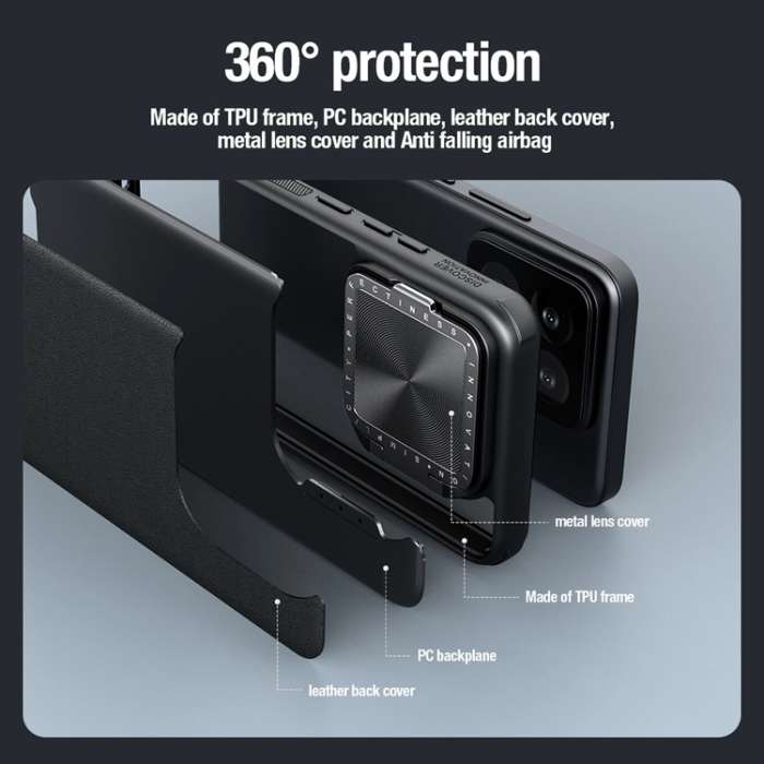 Nillkin - Nillkin Xiaomi 14 Pro Mobilskal Magsafe CamShield Prop Läder