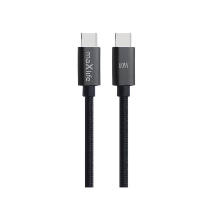 Maxlife - Maxlife USB-C - USB-C Kabel 1 m 60W - Svart