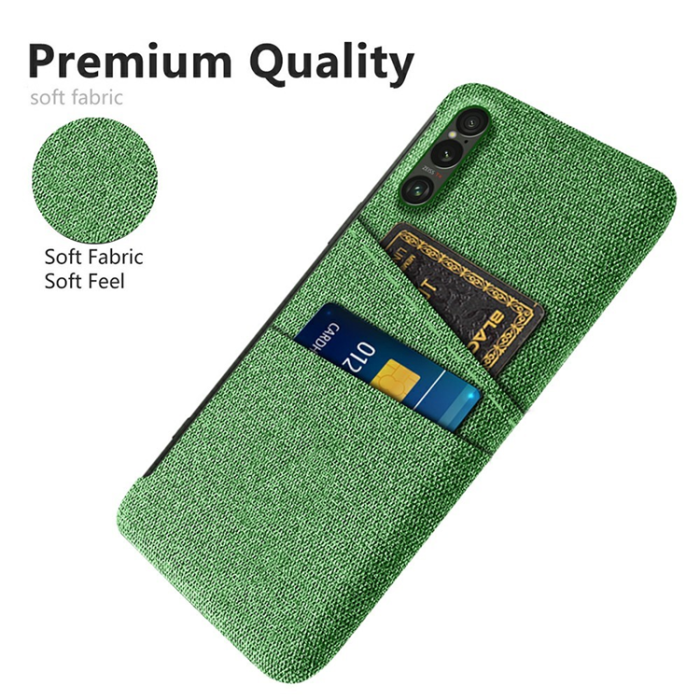 A-One Brand - Sony Xperia 1 VII Mobilskal med Dual Kortfack Tyg + PC - Grön