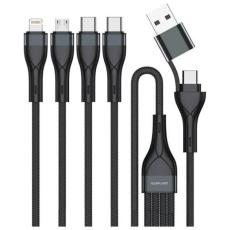 4smarts - 4smarts 4in1 USB-C Till USB-C/Lightning/Micro-USB Kabel 1.2m - Svart