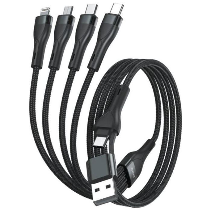 4smarts - 4smarts 4in1 USB-C Till USB-C/Lightning/Micro-USB Kabel 1.2m - Svart